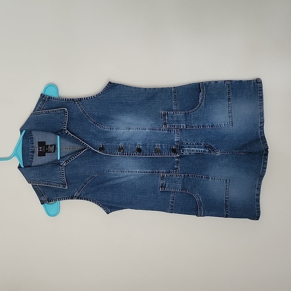 Emergency Exit Y2K button up stretch denim romper Large - Picture 2 of 7